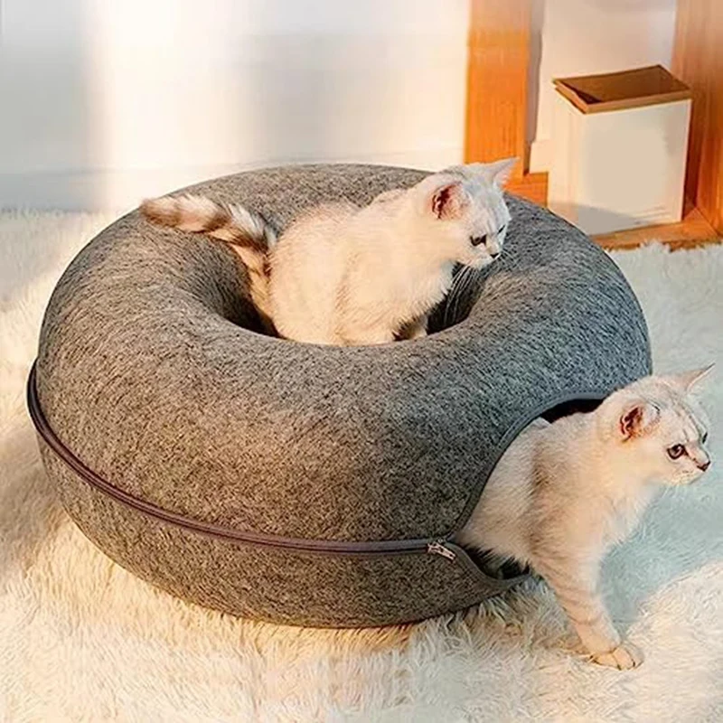 

Peekaboo-Cat-Cave For Indoor Cats,Detachable Round Cat-Felt & Washable Interior Cat-Play Tunnel