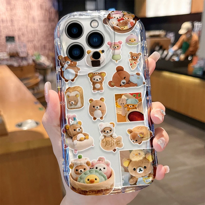 Фото Мягкий чехол-коллаж R-Rilakkuma K-Korilakkuma с разнообразными элементами для iPhone 17, 16, 15, 14, 13, 12 Mini, 11 Pro Max, 8, 7 Plus №4