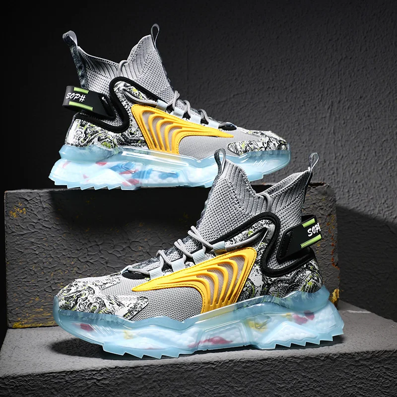 

CYYTL Men Shoes Quality Fashion Male Sneakers High Top Breathable Mesh Casual Running Platform Non Slip Tennis Luxury Designer