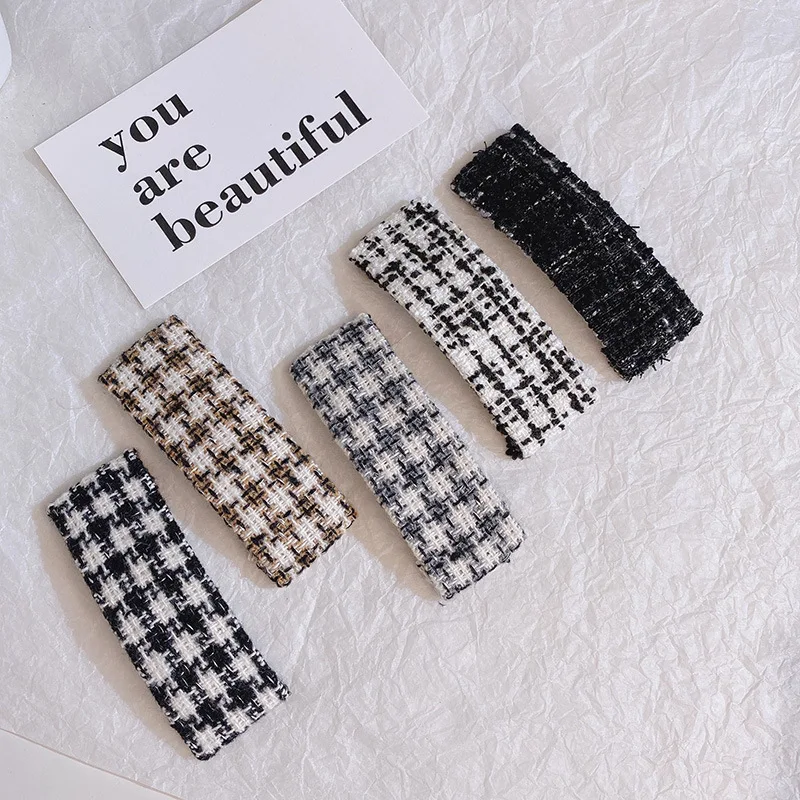 

Fashion Hair Clips for Girls British Fabric Internet Celebrity Simple Plaid Accessories Clip Bands Women New Headwear Apparel