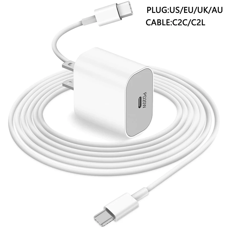 

PD 20w Usb Cable Quick Charge QC3.0 EU/UK/US/AU plug Usb cable Type C Fast Charger for iphone 13 12 Pro max X Xs samsung Adapter