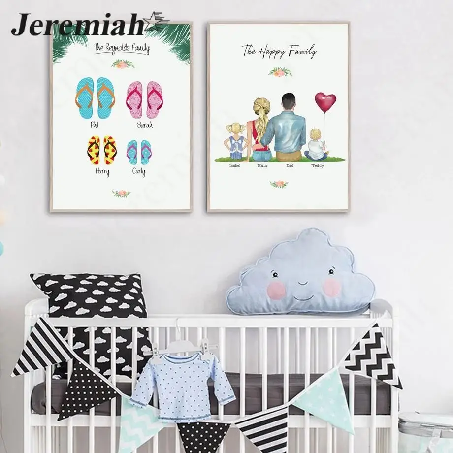 Скандинавская семейная Настенная картина с именем под заказ настенная Картина