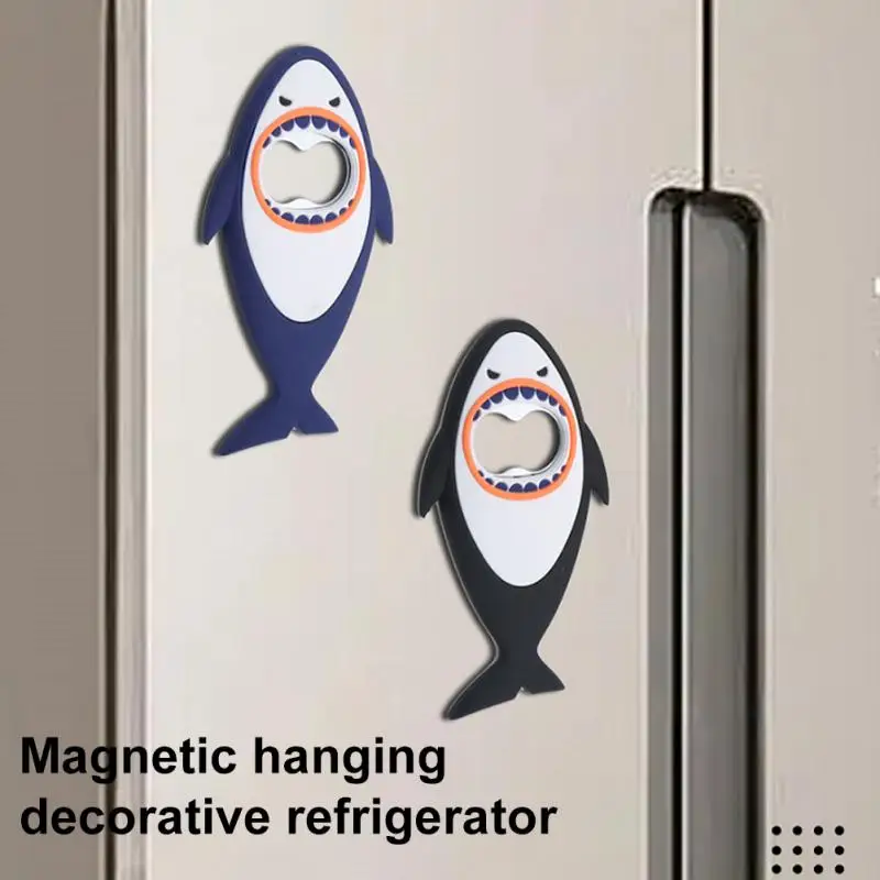 

Open Bottle Lid Creative Shark Beer Bottle Opener Magnet Stickers Beer Opener Wholesale Cute Cartoon Animal 1pc Magnet 3d
