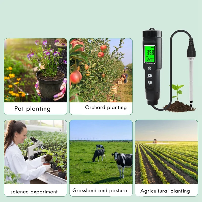 Тестер почвы EC Ручной цифровой садовый измеритель приборы для проверки в горшках