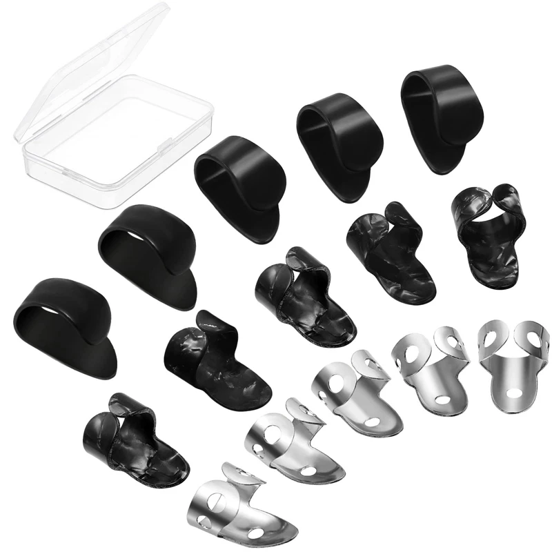 

15 Pieces Guitar Picks Ring Thumb Finger Picks Stainless Steel Finger Picks For Acoustic Guitar Banjo Bass
