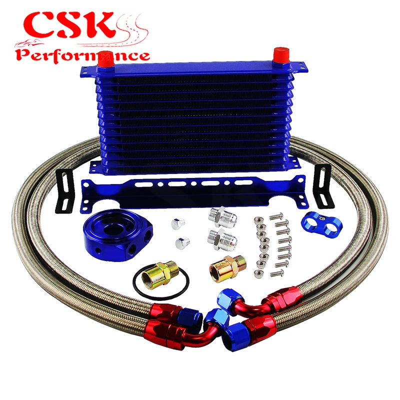 

13 ROW AN10 UNIVERSAL ENGINE TRANSMISSION OIL COOLER+FILTER ADAPTER KIT