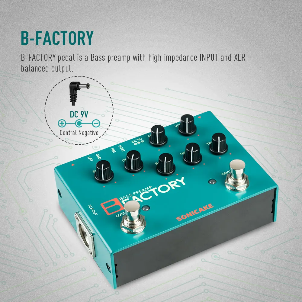 Фото SONICAKE B Factory QDS-05 Аналоговый басовый предусилитель Comp и гитарная педаль Overdrive - винтажный звук для подарков басистов №2