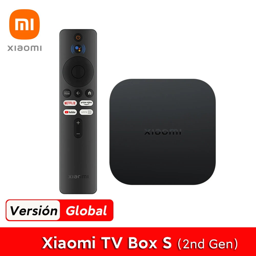 Xiaomi TV Box S (2nd Gen), Reproductor Streaming en 4K Ultra HD, 2GB de RAM 8GB de ROM, Decodificador para Televisión Smart TV con Google Chromecast y Netflix IPTV