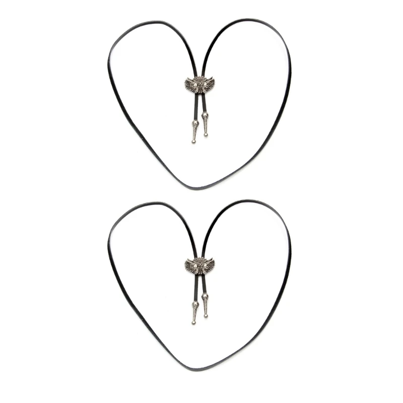 Элегантный черный галстук-боло с выгравированной подвеской. Ковбойский галстук