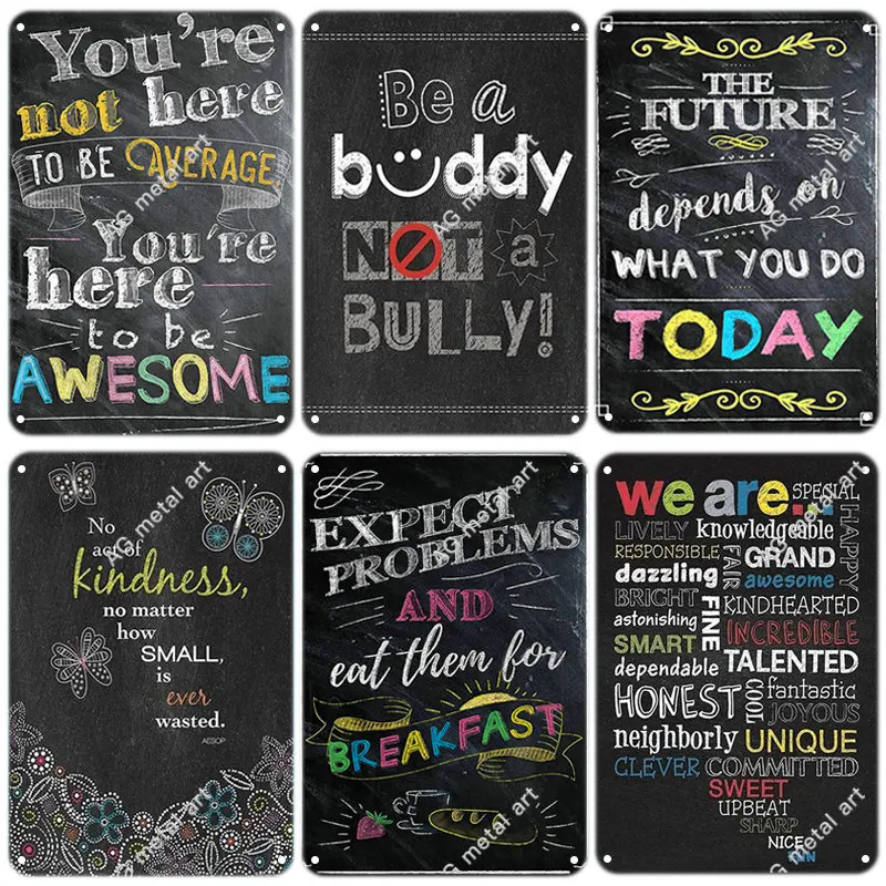 

Вдохновляющий слоган, оловянные знаки, винтажный постер, жесткая металлическая пластина, наклейки на стену для офиса класс, обучение, домаш...