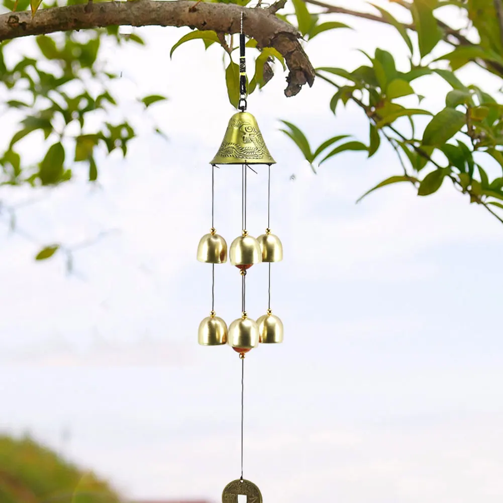 

6 колокольчиков FengShui благословение винтажный наружный комнатный подвесной Декор для дома колокольчики