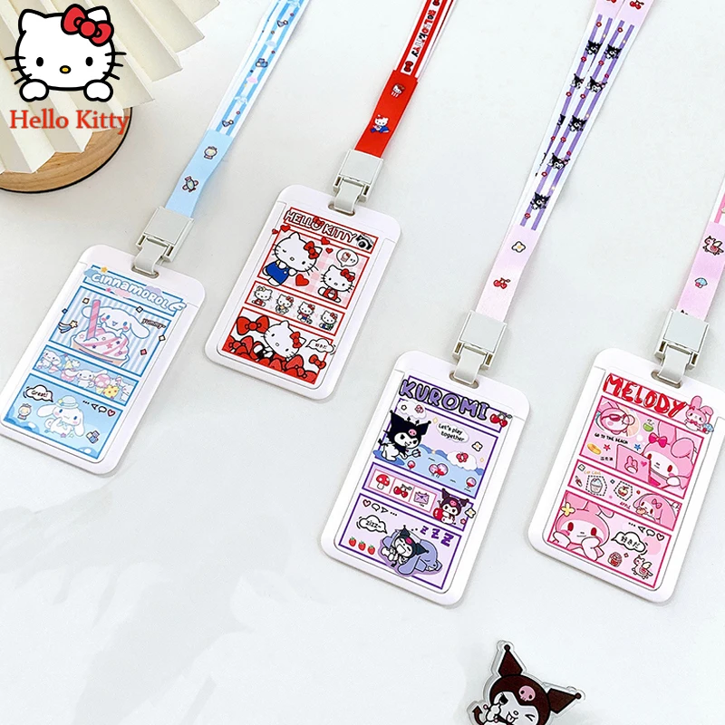 

Чехол Sanrioed с рисунками из мультфильмов, Hello Kitty, моя мелодия, Kuromi, студенческий Холтер, чехол для удостоверения личности в кампусе, чехол для а...
