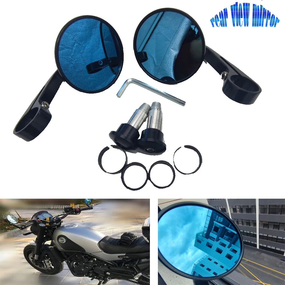 

CNC Motorcycle rear view mirror Black 7/8" Round cafe racer parts motorcycle side mirror bar end motorbike espejos moto