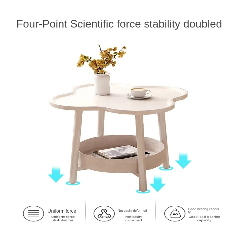 Боковой столик в виде четырехлистного клевера 2-Ярусный для гостиной креативный