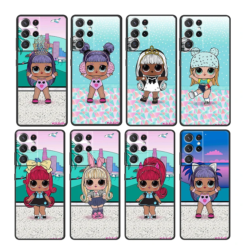

Cartoon Surprise Doll LOL For Samsung Galaxy S22 S21 S20 Ultra Plus Pro S10 S9 S8 S7 4G 5G Soft TPU Black Phone Case Cover Capa