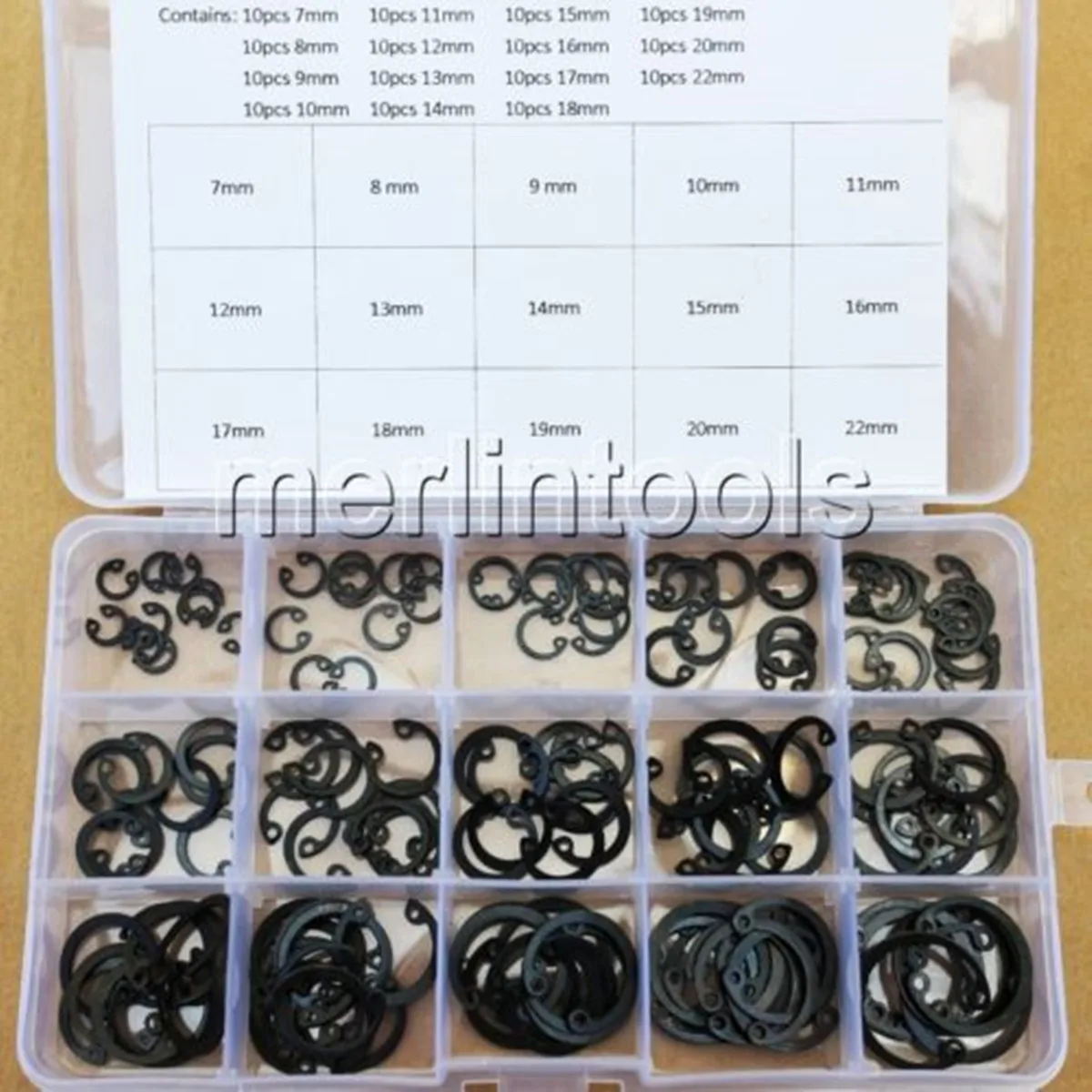 

150Pcs 7mm - 22mm Steel Internal Circlip Retaining Ring Snap Ring Assortment Kit