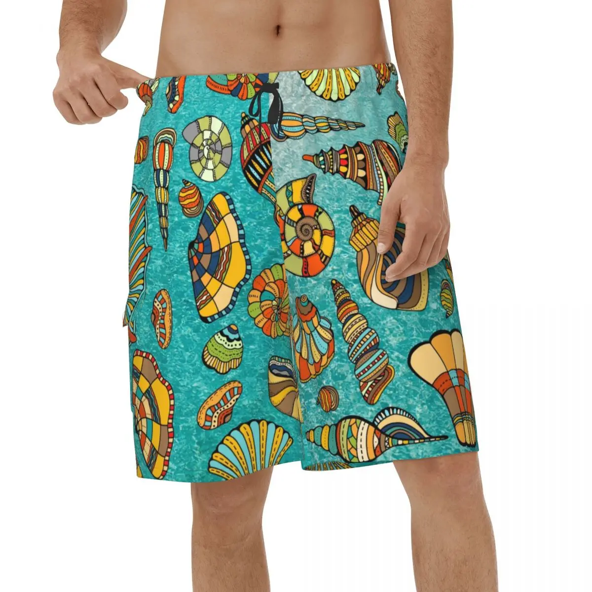 

Summer Casual Beach Treasures Seashells Men Beach Shorts Running Board Shorts Surf Short Pants Quick Dry Board Shorts