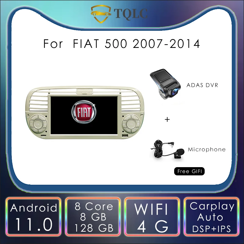 

CarPlay Autoradio Android 11 Quad Core Dvd Media Player For FIAT 500 Car Radio Multimedia DPS GPS Navigation Stereo 2007-2014