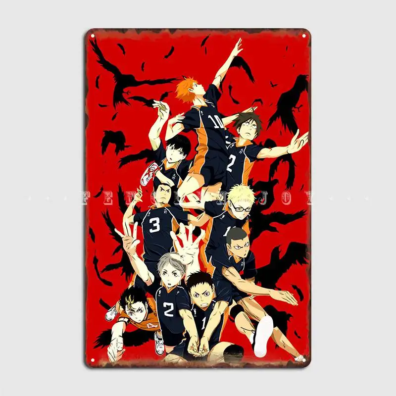 

Anime Haikyuu Karasuno Metal Sign Mural Painting Home Cinema Garage Custom Tin Sign Poster