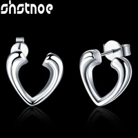 925 sterling silver heart shape stud earrings for women party engagement wedding valentines gift charm fashion jewelry