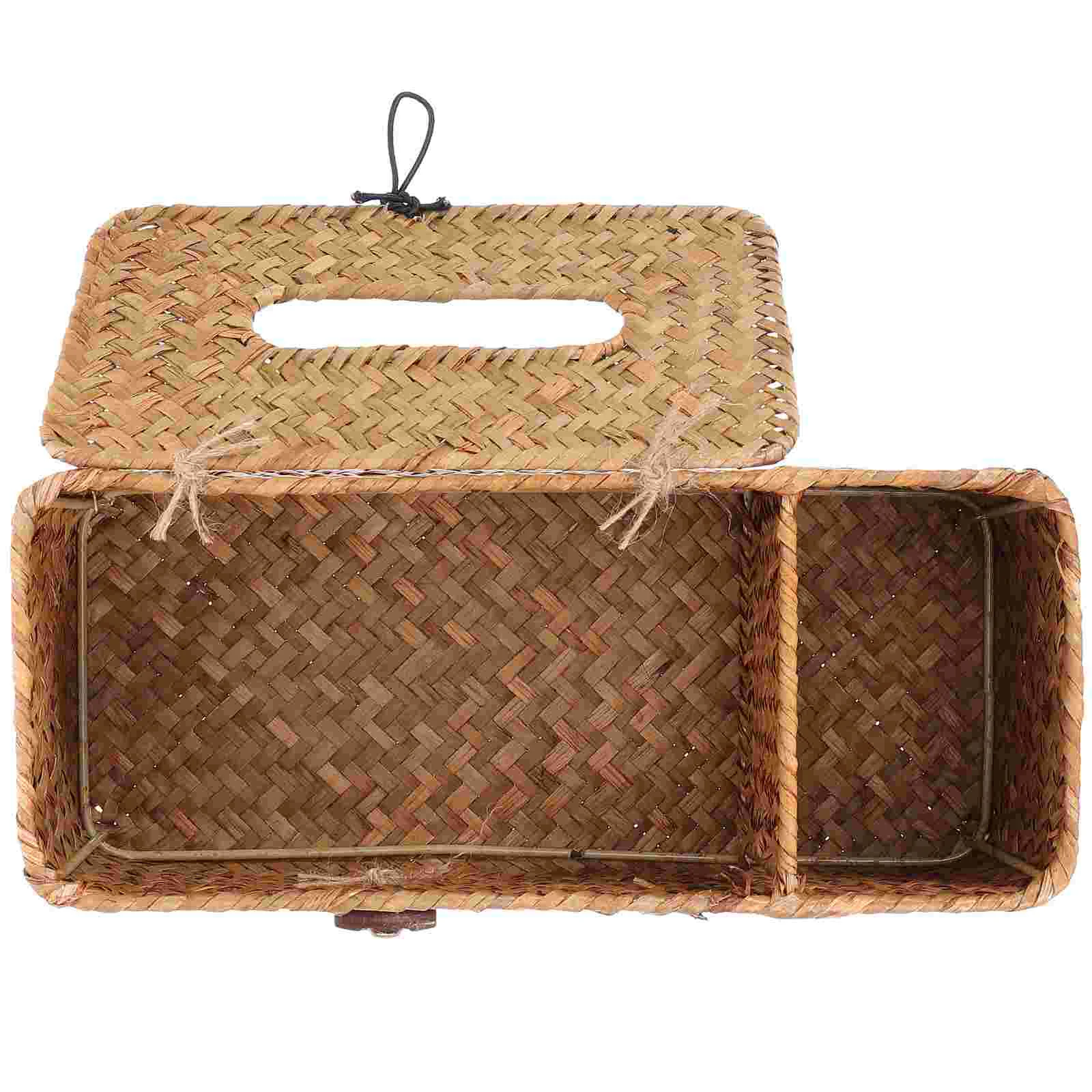 

Farmhouse Tissue Box Cover Decor Car Woven Household Holder Storage Boxes Decorative Covers Rectangular Dispenser