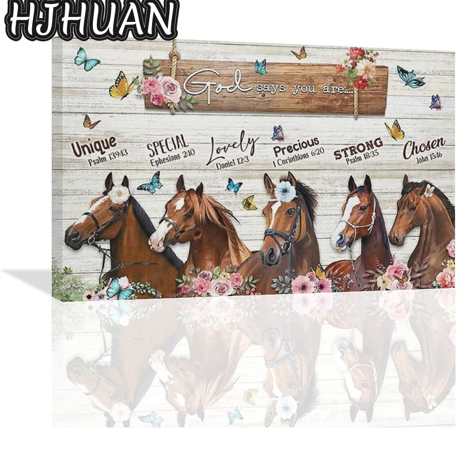 

5D DIY animal art, horse, farm landscape full circle square diamond painting Mosaic cross stitch Mosaic home decoration gift