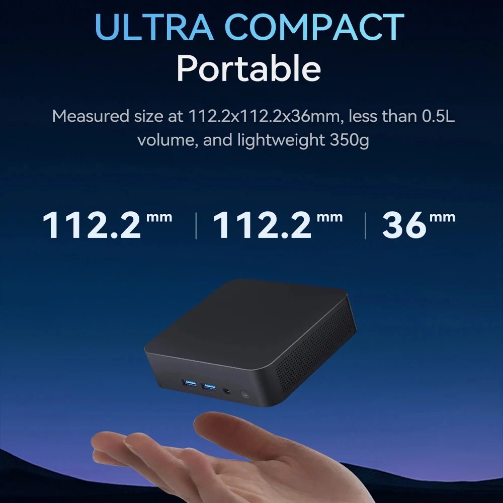 Карманный мини-ПК Helorpc с поддержкой Inter Gen12 N100 Windows10 Linux Pfense компьютером 2xHDMI 1xTYPE-C