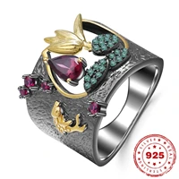 s925 sterling silver color gold and wedding rings for women silver 925 jewelry ruby gemstone bizuteria anillos de obsidian rings