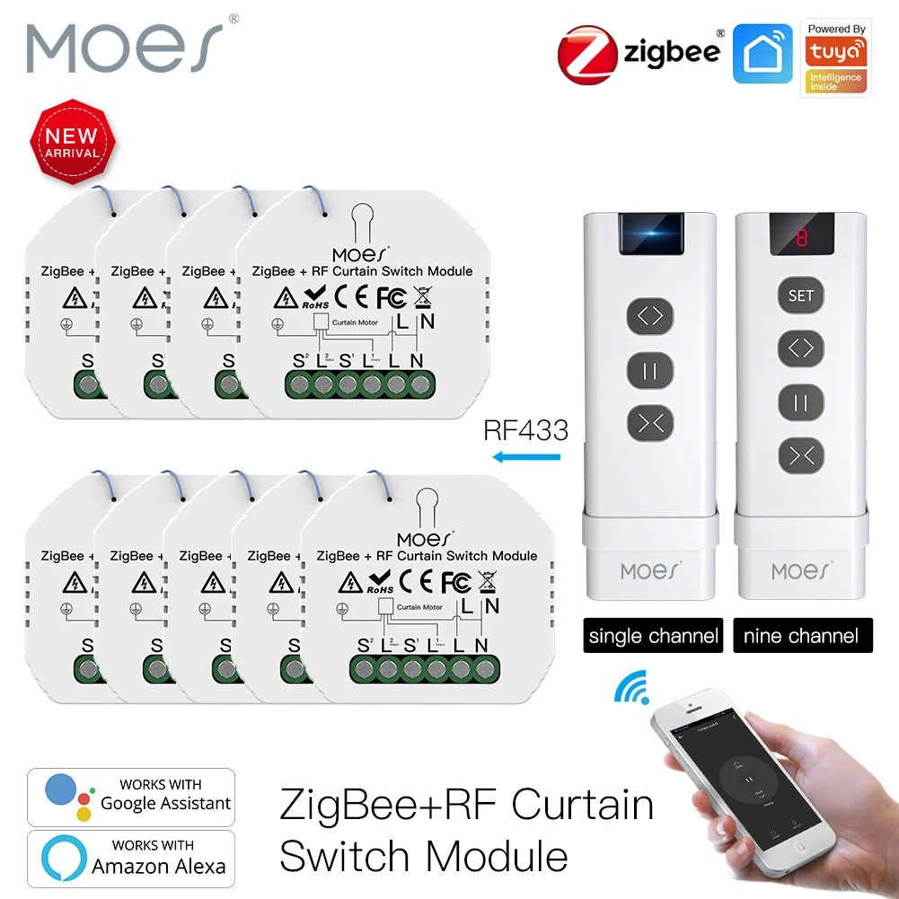 MoesHouse ZigBee Smart RF433 DIY модуль управления шторами для драйвера строительного