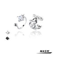 masw original design high quality brass metal rings popular style open silver plated aaa zircon rings for women jewelry gifts