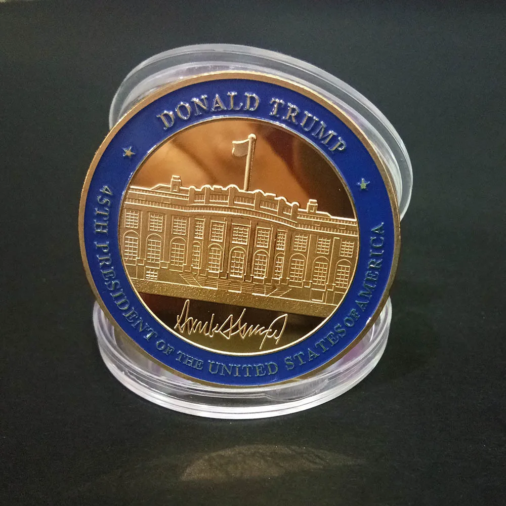 

Позолоченные Сувениры и подарки с изображением белого дома, золотые монеты, 45-й президент Соединенных Штатов, искусственная монета