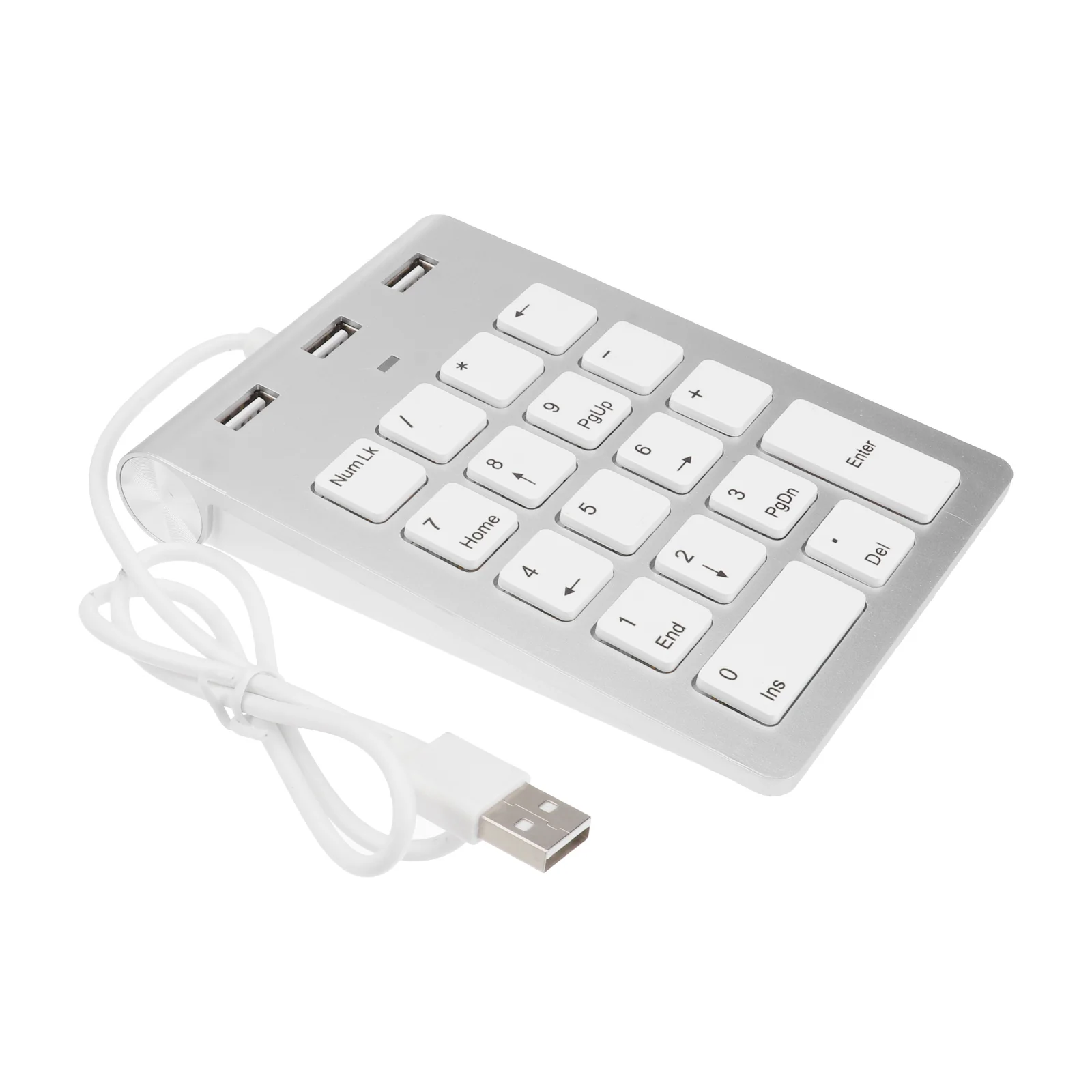 

1 PC Portable Mechanical Mini Numeric Keypad Wired 3 USB 2.0 Ports 18-Key Number Pad Hub for Computer