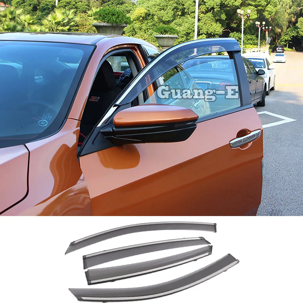 Фото Дефлектор бокового окна для Honda Civic 10 2016 2017 2018 2019 2020 2021, автомобильные аксессуары, защитные приспособления, украшение №1