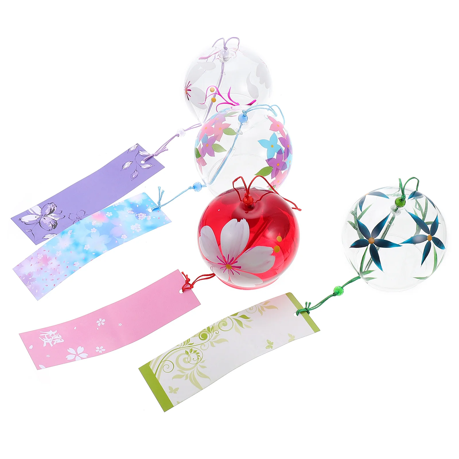 

4 Pcs Hand Blown Wind Chimes Vintage Decor Japanese Wind Charm House Ornaments Glass Wind Chimes Wedding Deep Tone Wind Chimes