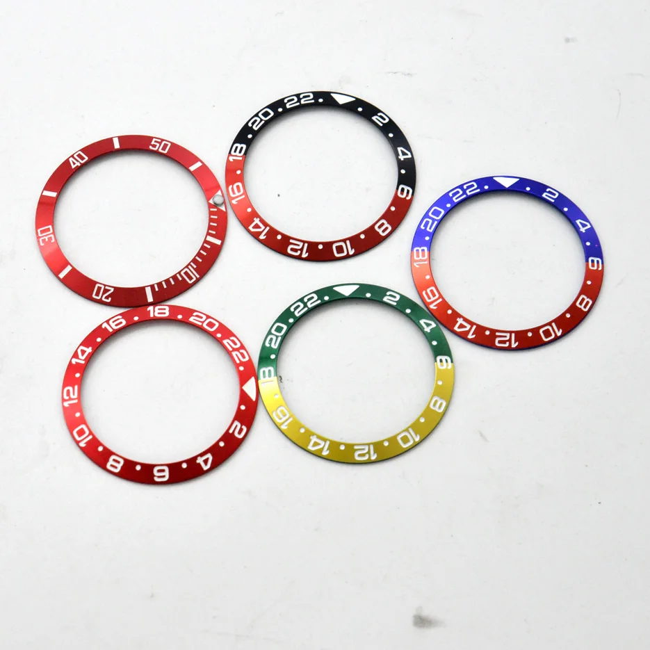 38mm Watch Bezel Aluminum Ring GMT Black and Red Ring  New Ring Mouth Watch Bezels Parts Men Watch Accessories