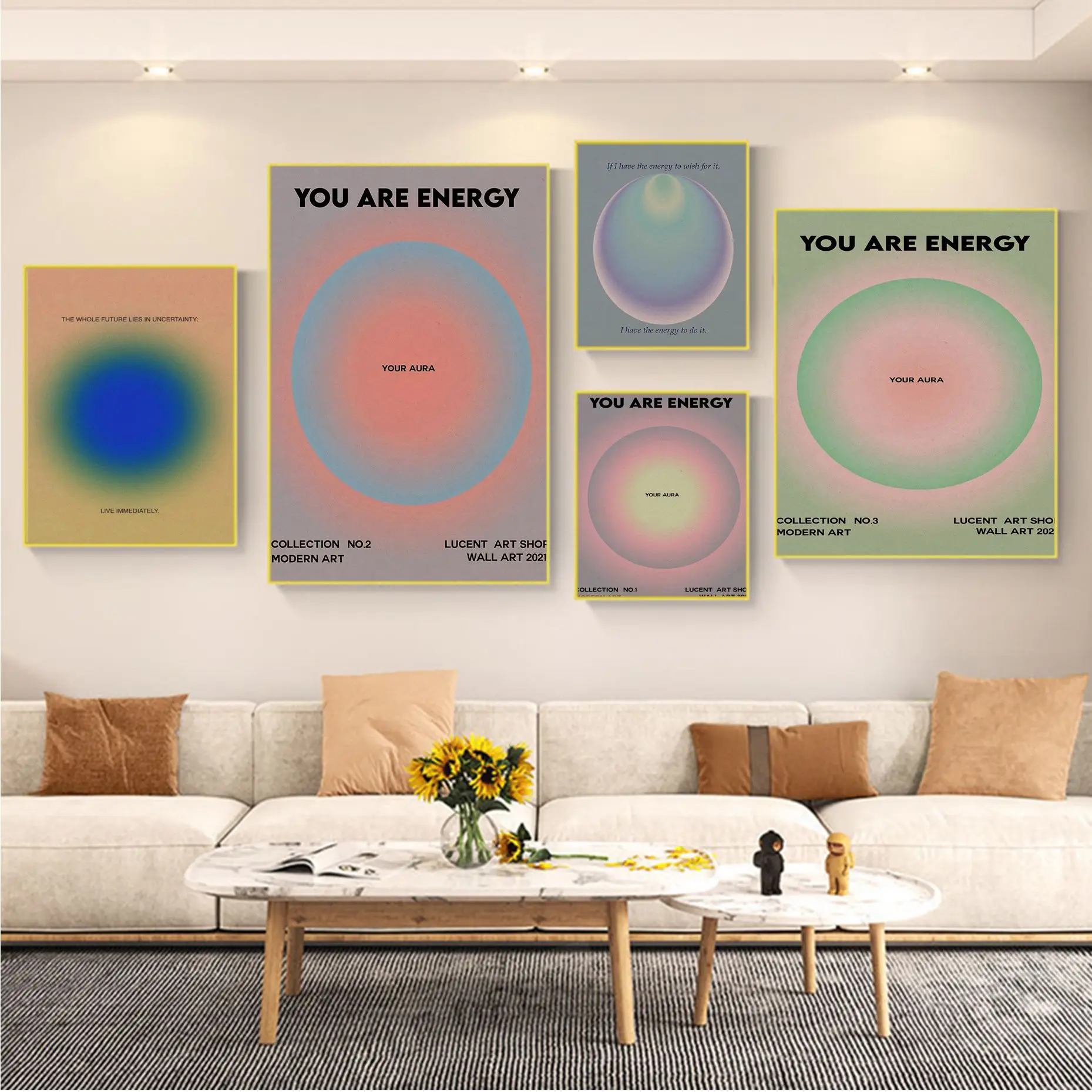 

Aura Energy Law Of Attraction Art Abstract Gradient Classic Vintage Posters Kraft Paper Prints And Posters Room Wall Decor