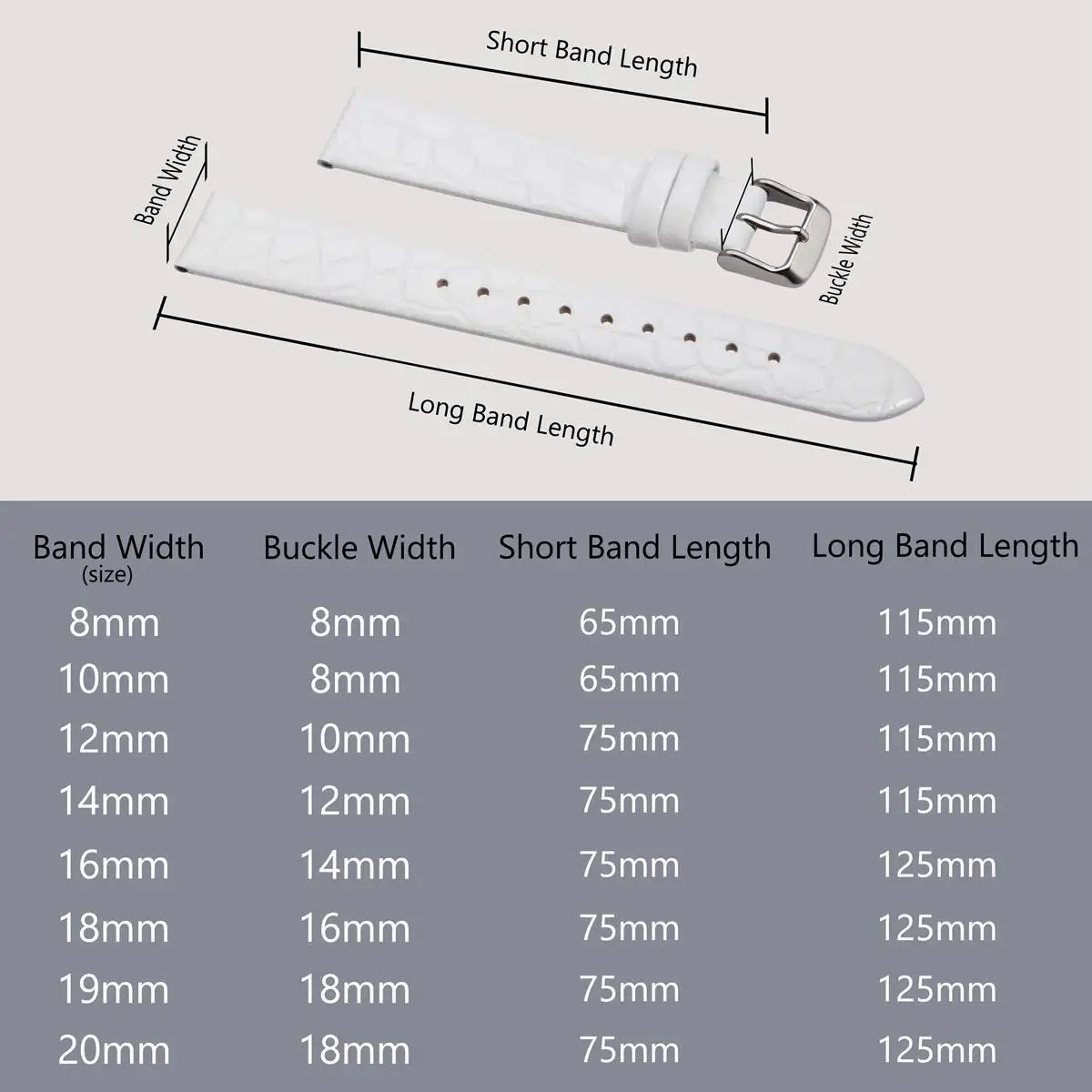 BISONSTRAP Genuine Leather Watch Straps 8mm 10mm 12mm 14mm 16mm 18mm 19mm 20mm for Lady Replacement Band Bracelet for smartwatch