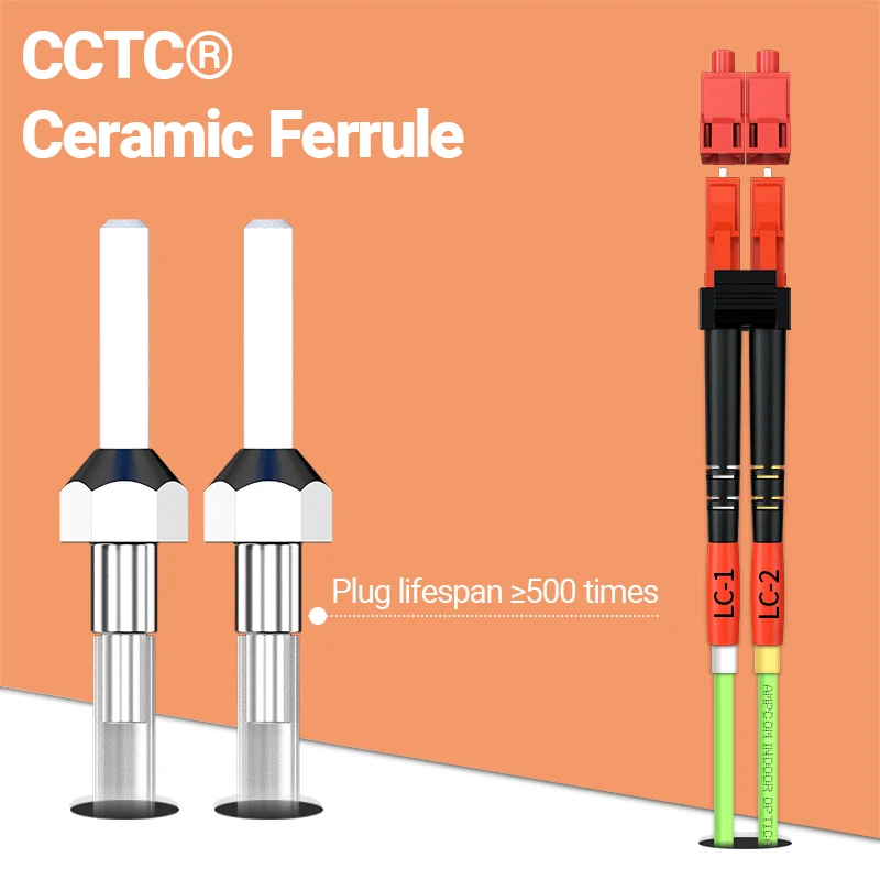 AMPCOM OM5 LC to LC UPC Fiber Optical Patch Cable Multimode Duplex MMF 50/125μm 100Gbps Bend Insensitive 2.0mm Fiber Optic Cord