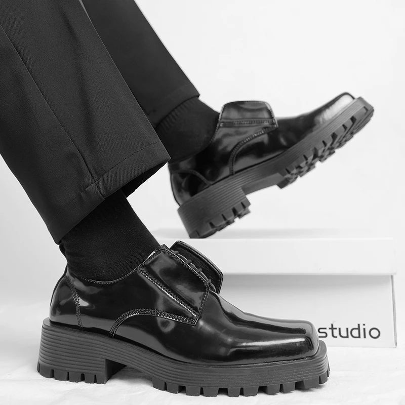 Brand Men's thick sole Derby Shoes Fashion Genuine Leather Daily all-match Luxury Casual Business Shoes Trend Handmade Oxfords