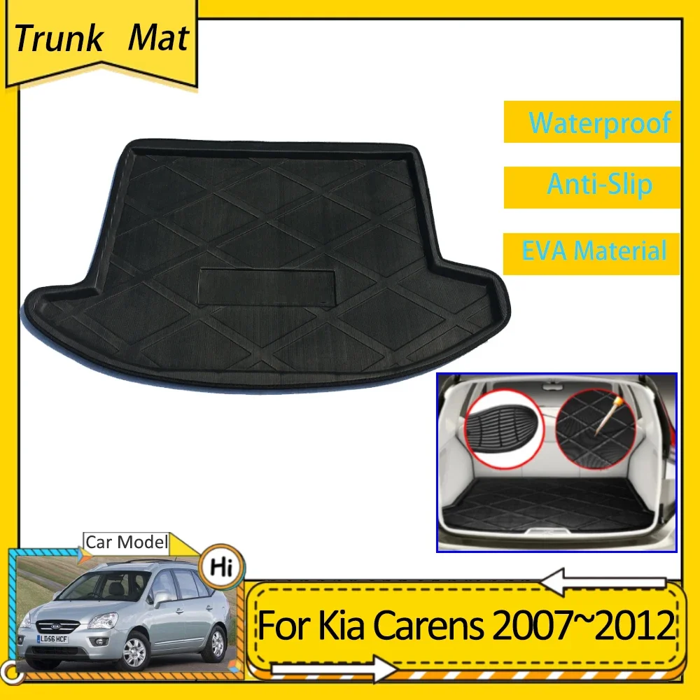Trunk Mats for Kia Carens Rondo UN 2007~2012 2009 5 seats Car Rear Luggage FLoor Cargo Boot Covers Waterproof Carpet Accsesories