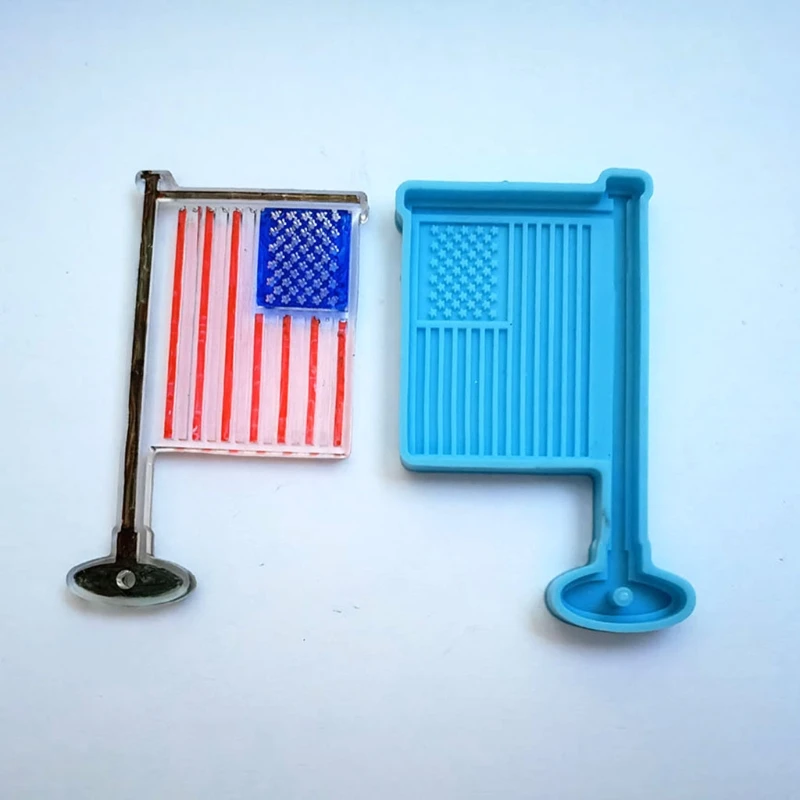 

4XBF US Independence Day Flag Keychain Silicone Epoxy Mold DIY Keychain Pendant Jewelry Crafting Mould for Valentine Gift