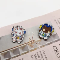 2pcslot cute astronaut brooch cartoon animal bear rabbit badge bag clothing accessories pins jewelry new gift for lover friend