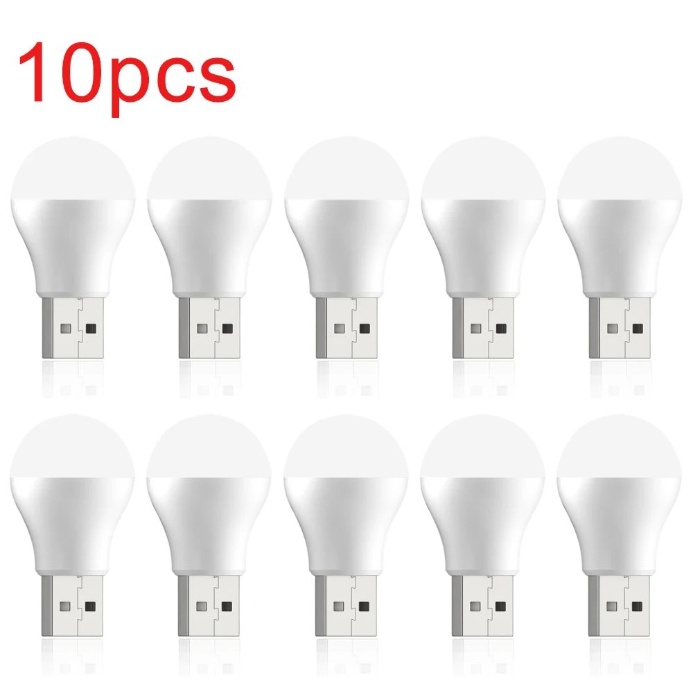 10pcs  USB Light Reading Lamp Mini LED Night Light Power Bank Computer Rechargeable Light Eye Protection Reading Light For Home