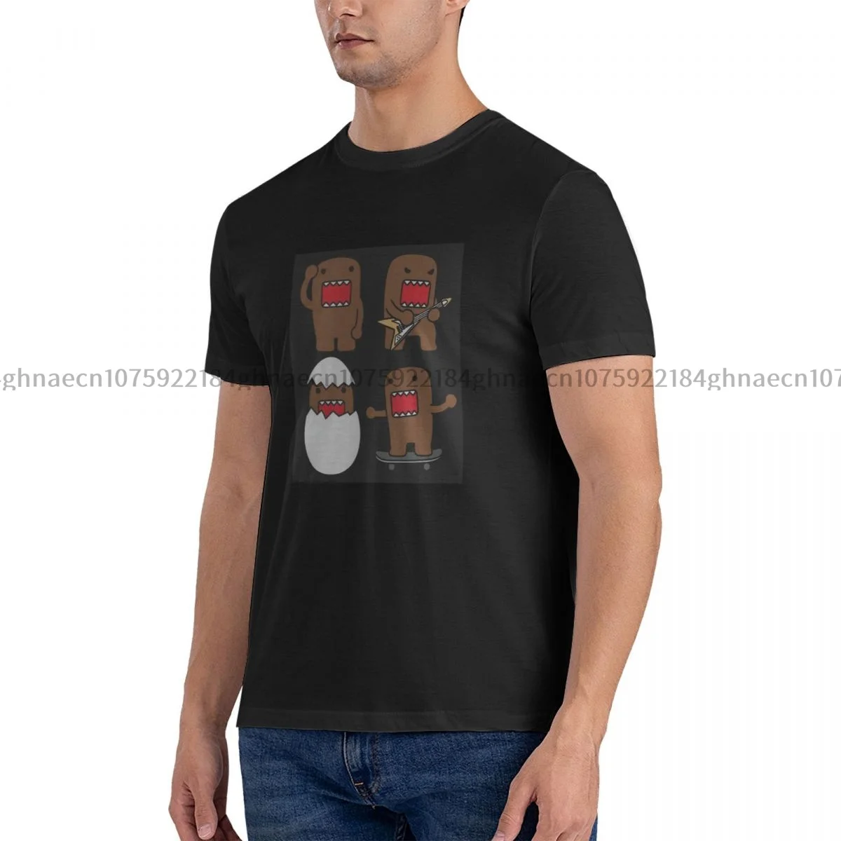 

Футболка с мультяшным принтом «Четыре Домо» для мужчин и женщин, Модная хлопковая уличная одежда оверсайз с коротким рукавом