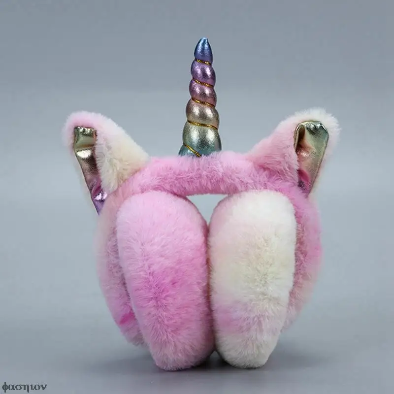 

Unicorn Plush Earmuffs Children Winter Soft Earlap Kids Warm Skiing Cycling Girls Mouth Cover Thick Plush Earmuff Caps Party