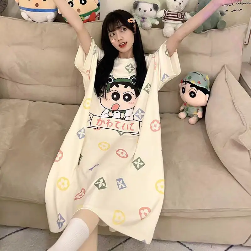 Oversize Women Dress for Night Cartoon XXL Nightgowns Party Home Clothing Kawaii Roomwear Sleepwear Loose H Nightdress for Girls