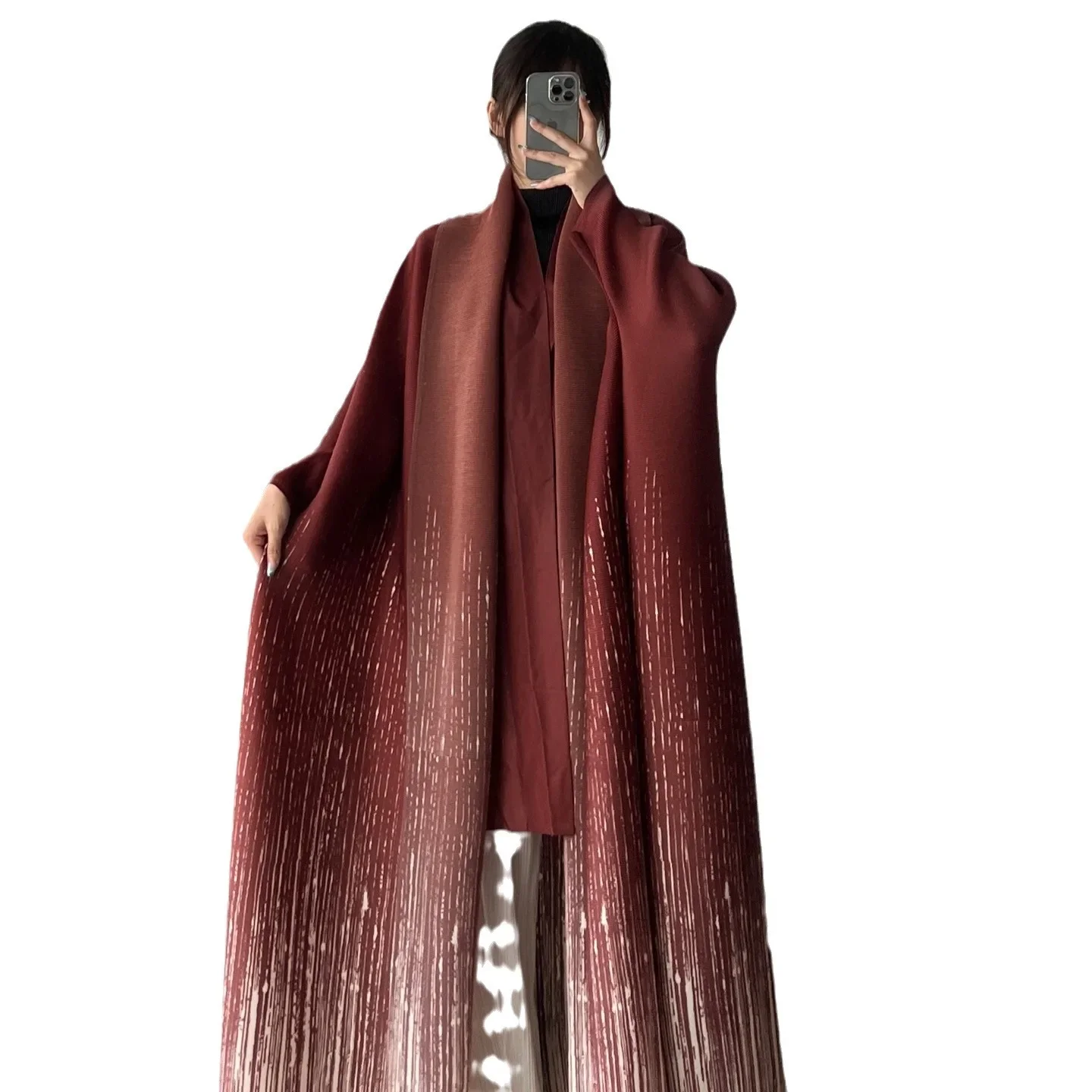 Женское длинное Свободное пальто с рукавом летучая мышь