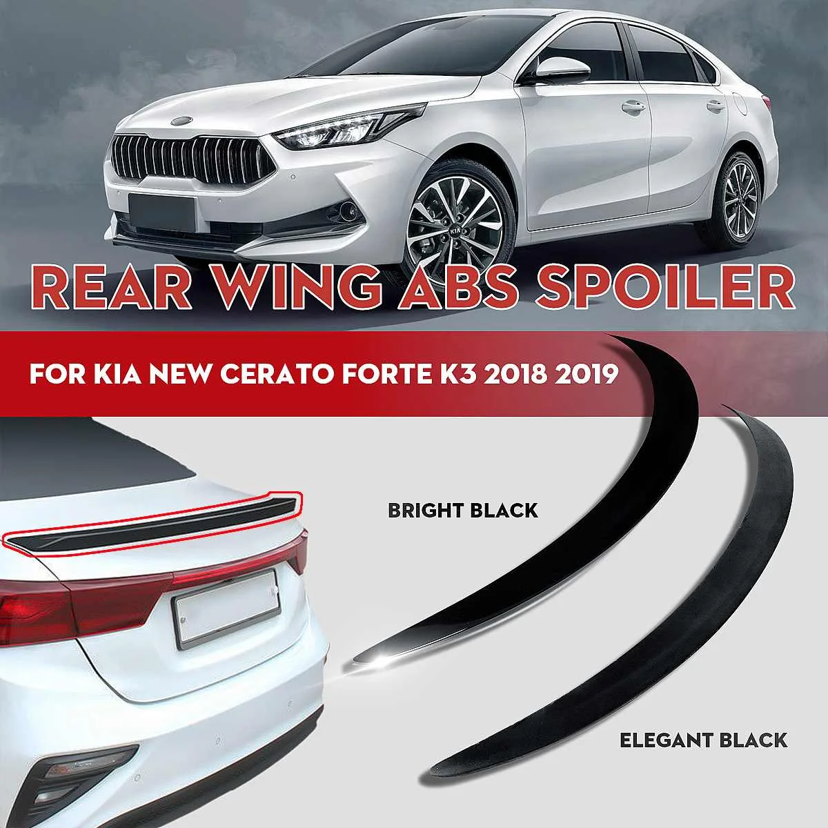 

RMAUTO Glossy Black Car Rear Trunk Spoiler Lip Wing Body Kit For Kia Cerato Forte K3 2019-2021 Rear Spoiler Wing Car Accessories