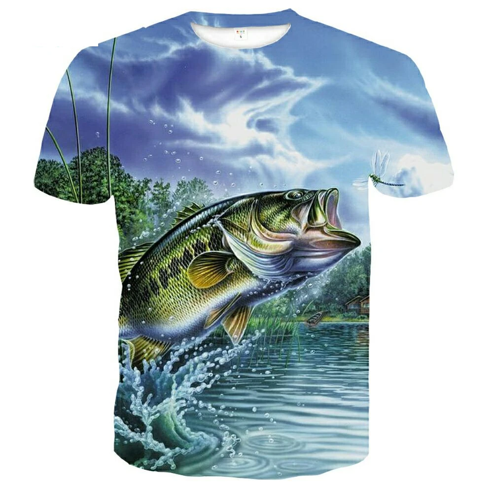

New Outdoor Casual Fishing Fish T-shirt Men's Summer Natural Fish Pattern 3d Printing T-shirt Sports Marine Animal Tops