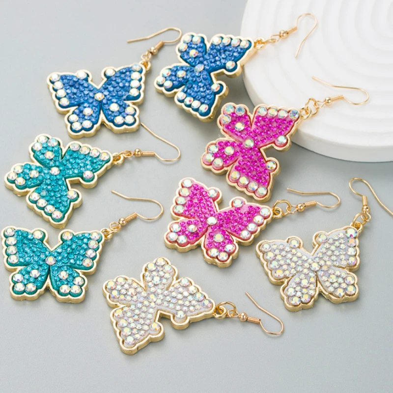 

Temperament Shiny Rhinestone Butterfly Earrings for Woman Party